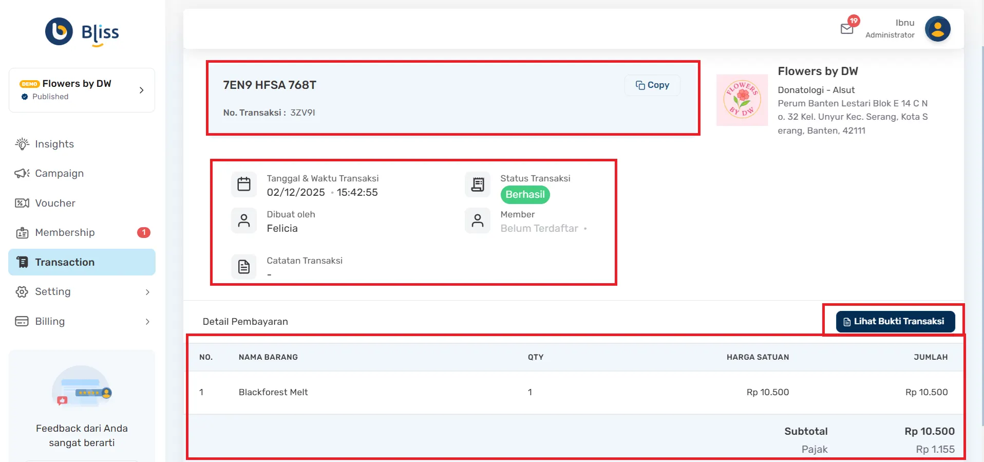 melihat riwayat transaksi